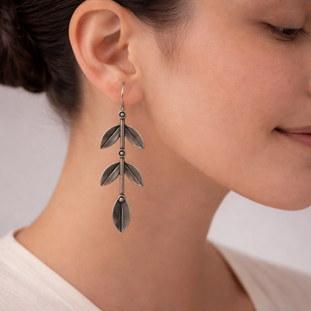 Parna- Silver Brass Oxidised Dangler Earrings