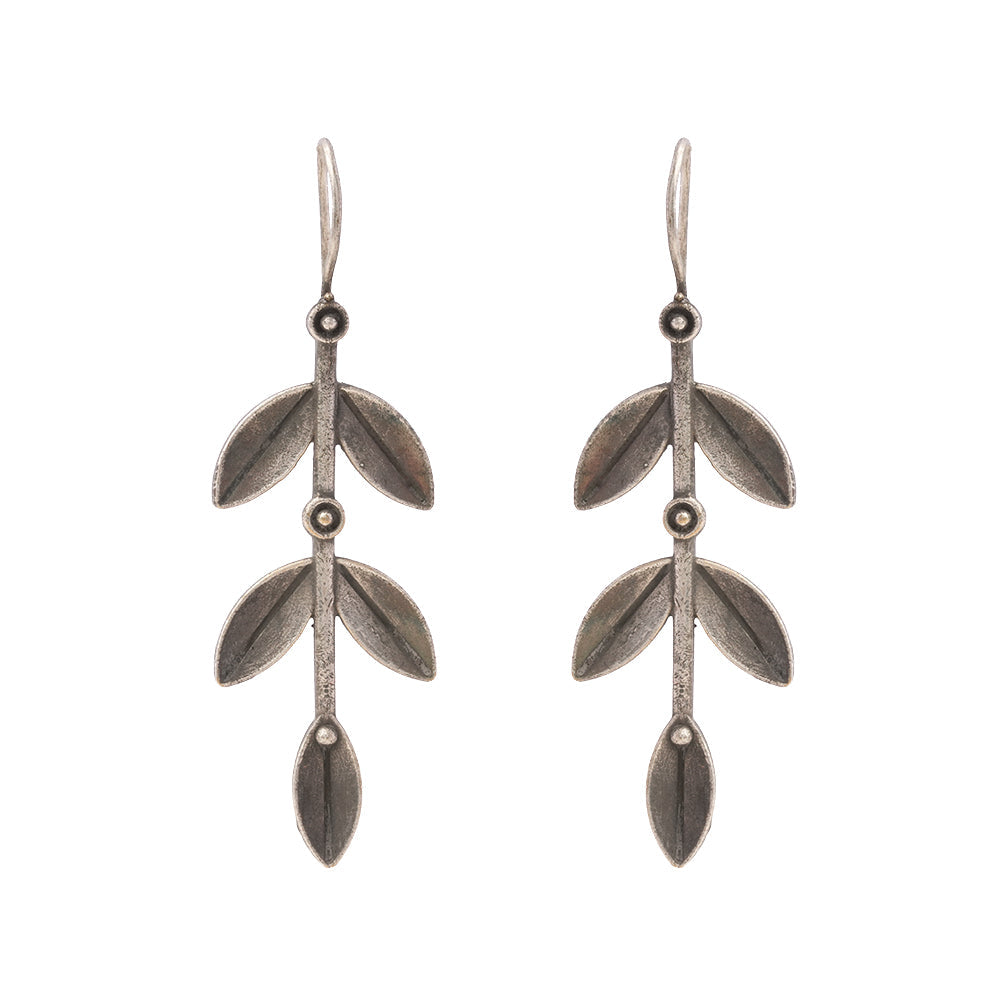 Parna- Silver Brass Oxidised Dangler Earrings