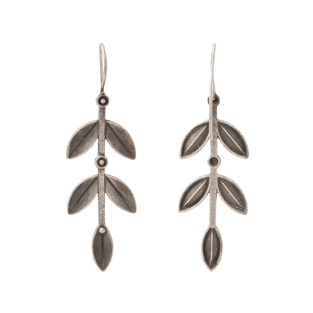 Parna- Silver Brass Oxidised Dangler Earrings