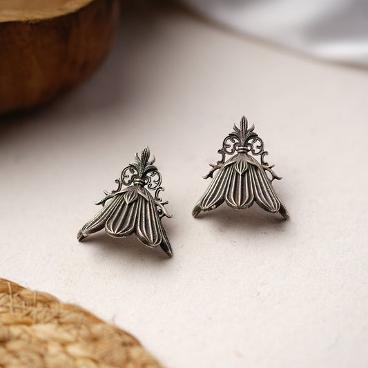 Shyamra- Silver Brass oxidised stud earrings
