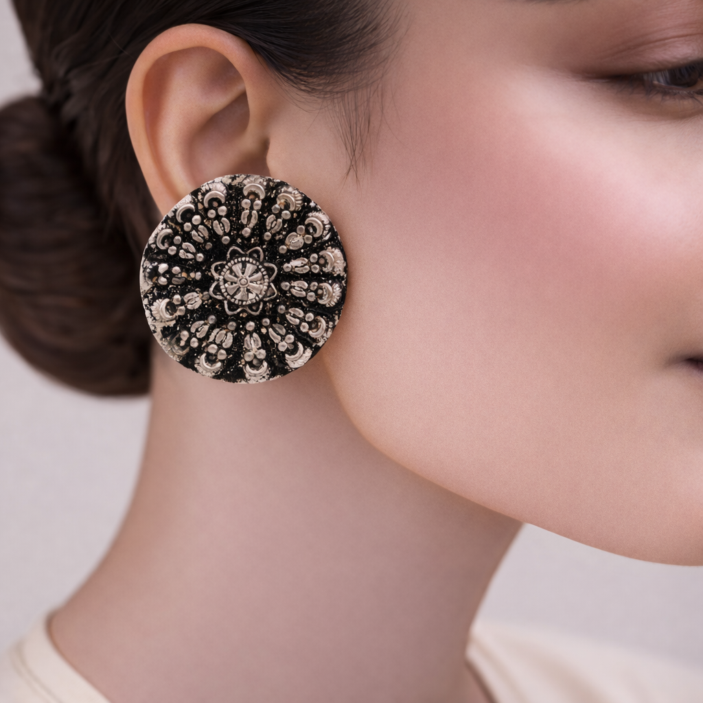 ChandiChakra- Silver alloy stud Earrrings