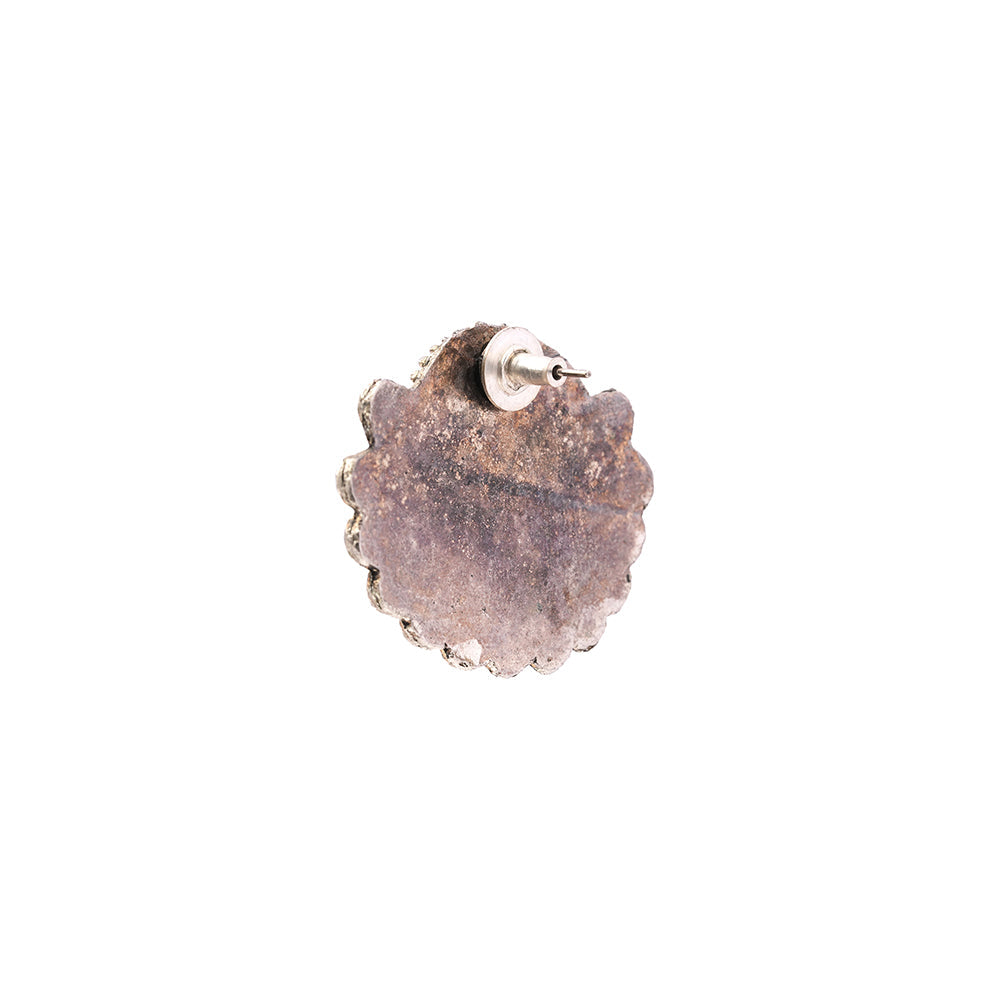 Rangika- Silver oxidised Stone-Studded stud earrings