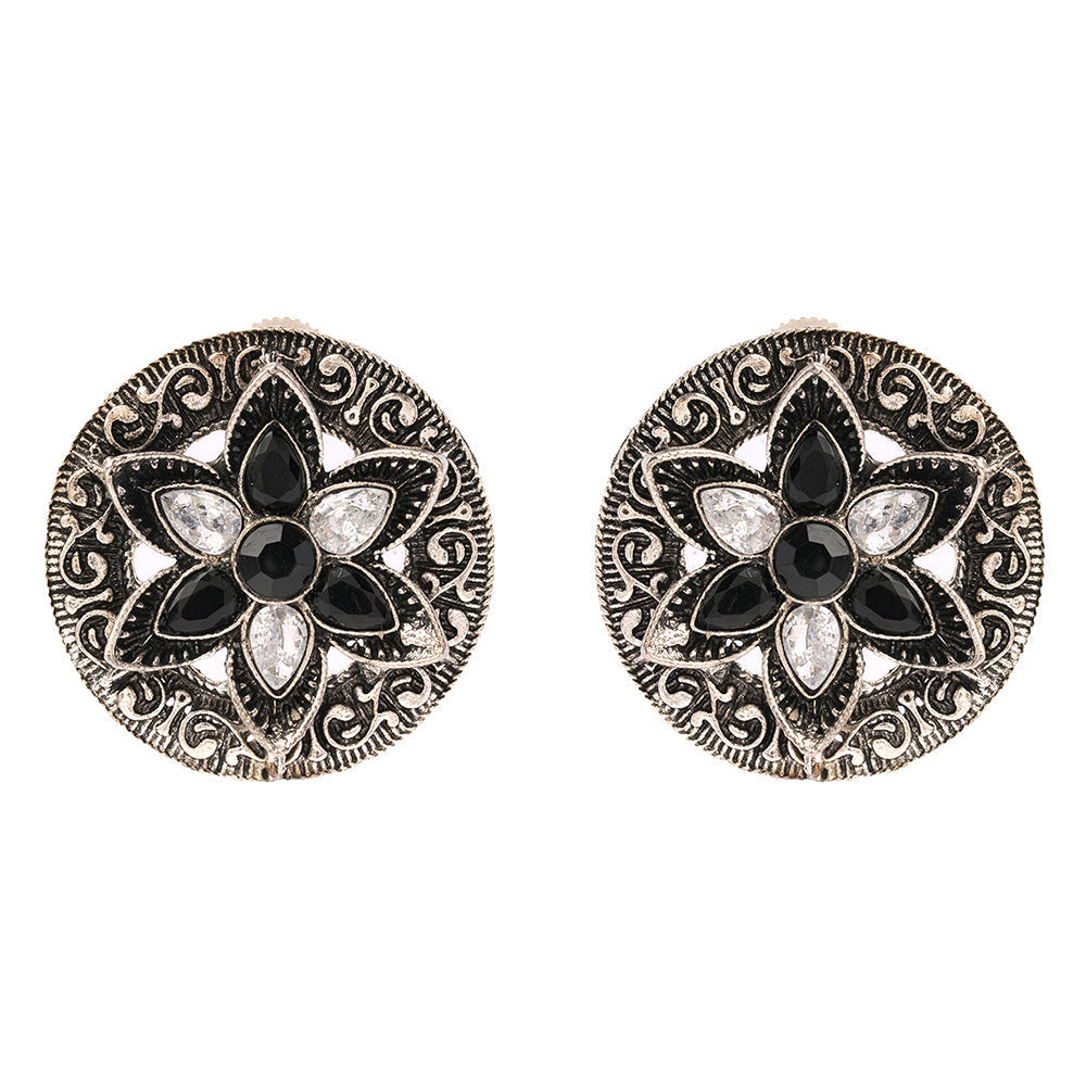 Gulmira- Silver oxidised stud earrings