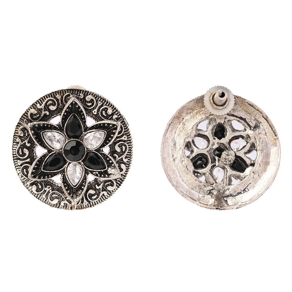Gulmira- Silver oxidised stud earrings