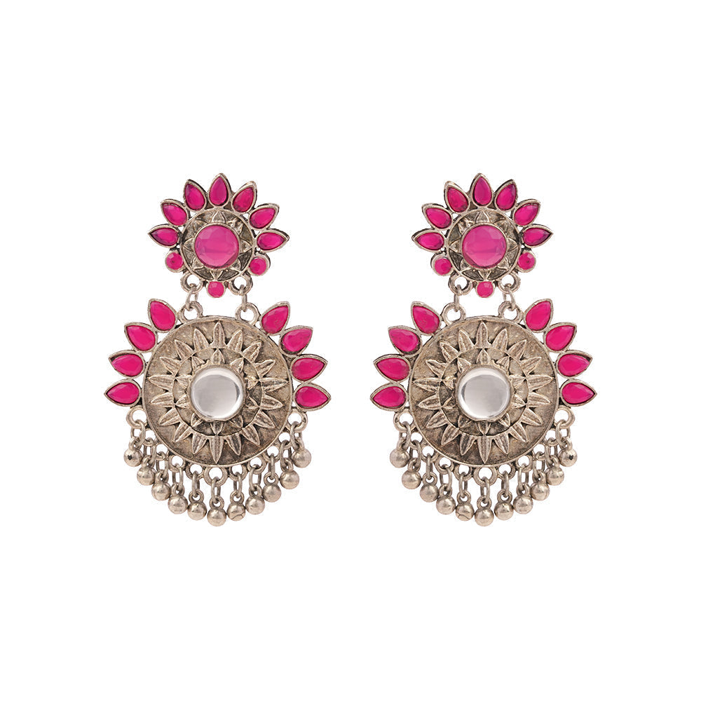Aarika- Silver Brass ghunghroo dangler earrings