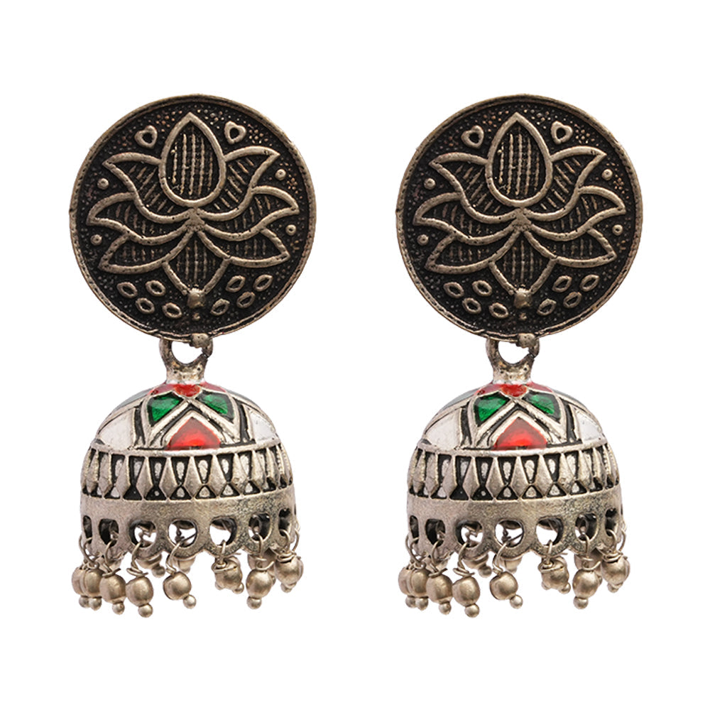 Kalika- Silver Brass Pearl Jhumki earrings