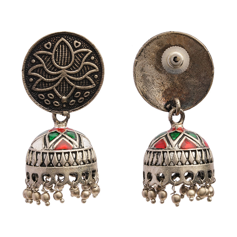 Kalika- Silver Brass Pearl Jhumki earrings