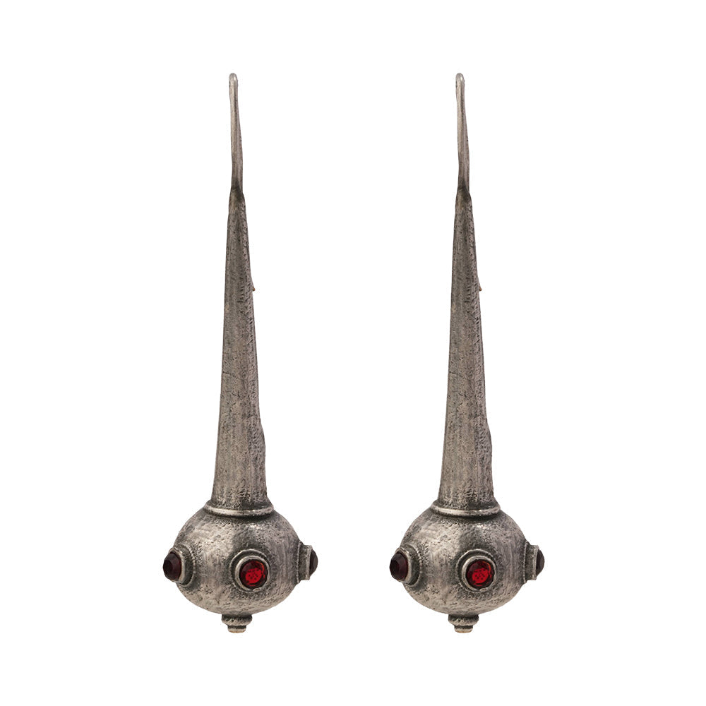 Somya- Silver Brass Oxidised dangler earrings(Red)