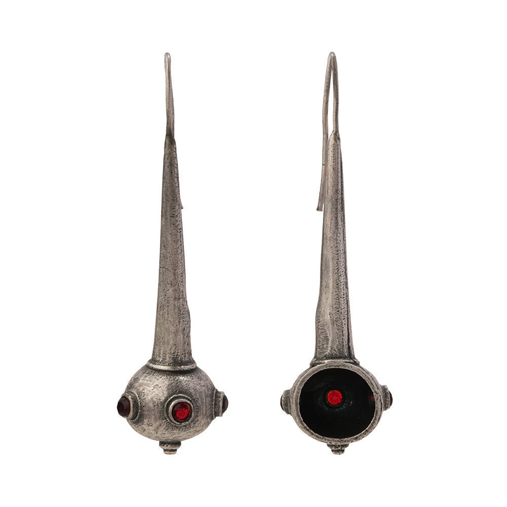 Somya- Silver Brass Oxidised dangler earrings(Red)