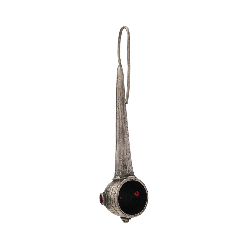 Somya- Silver Brass Oxidised dangler earrings(Red)