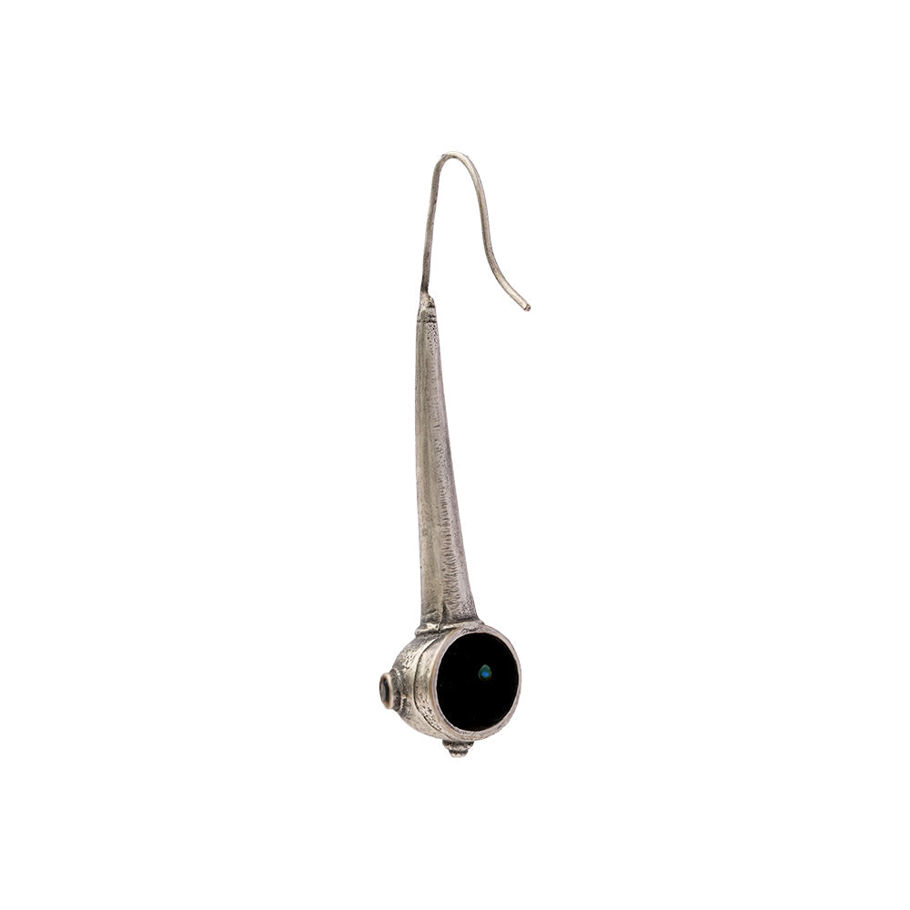 Somya- Silver Brass Oxidised dangler earrings(Blue)