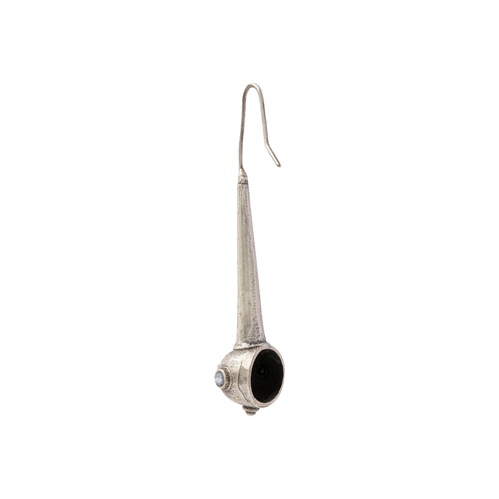 Somya- Silver Brass Oxidised dangler earrings(White)
