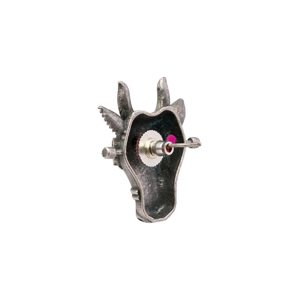 Nandi- Silver oxidised Stone-Studded stud earrings(Red)