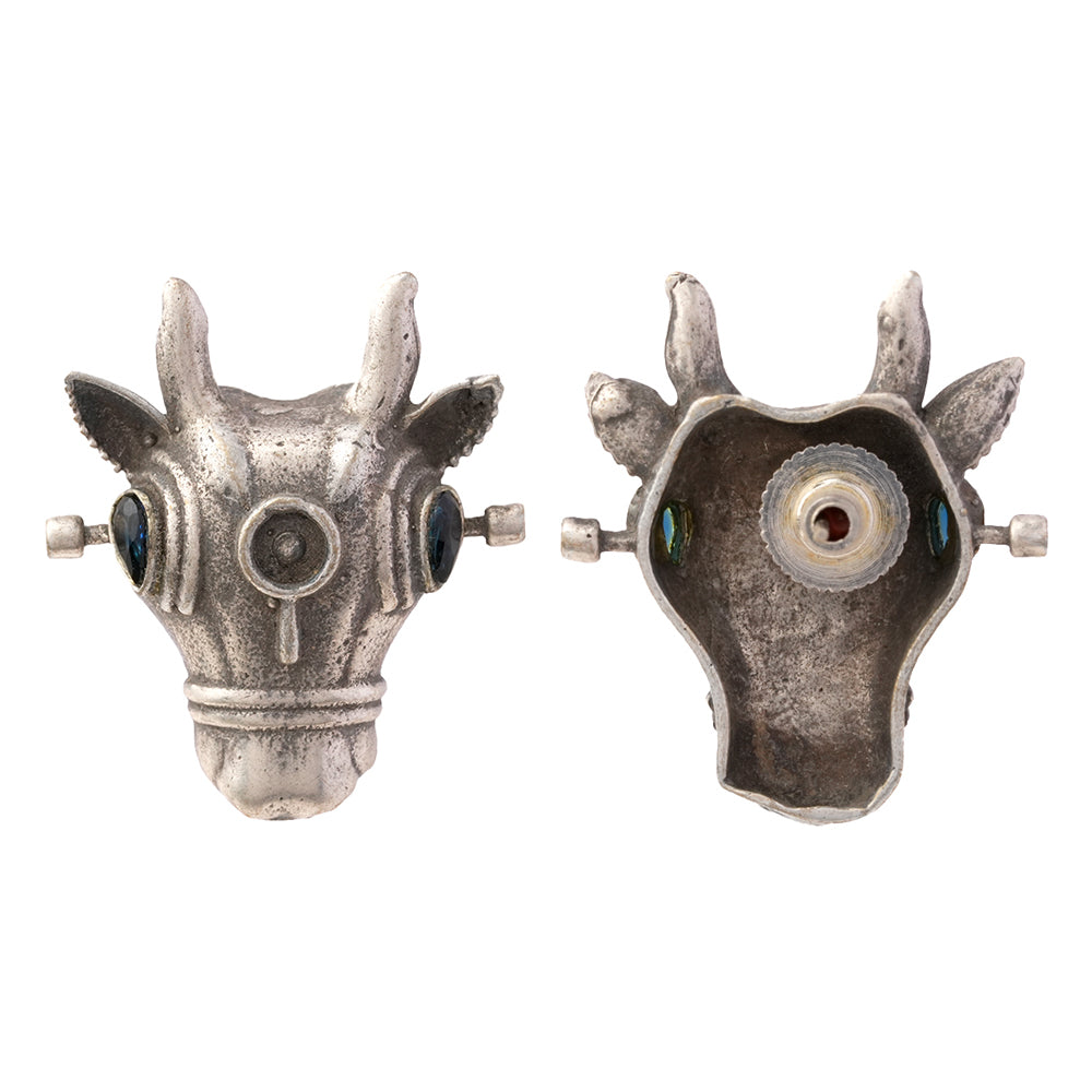 Nandi- Silver oxidised Stone-Studded stud earrings(Blue)