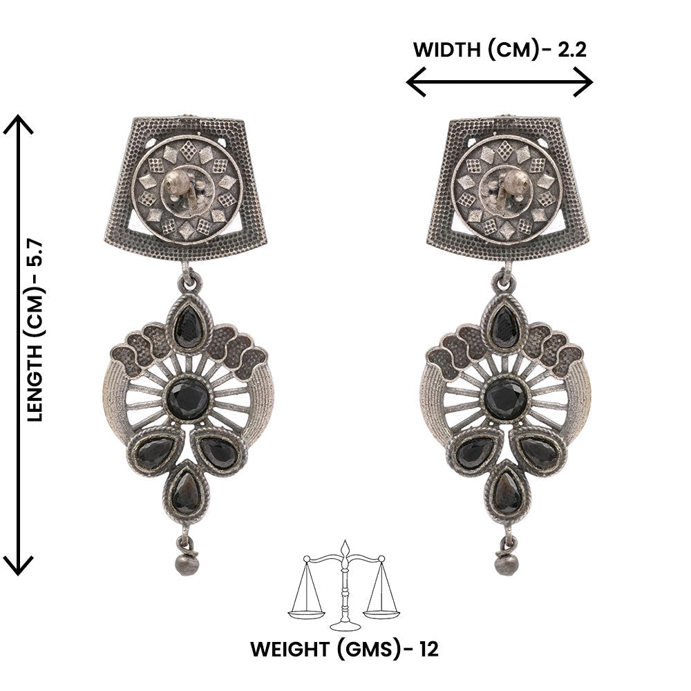 Gulbahar-Silver Brass Oxidised dangler earrings(Black)