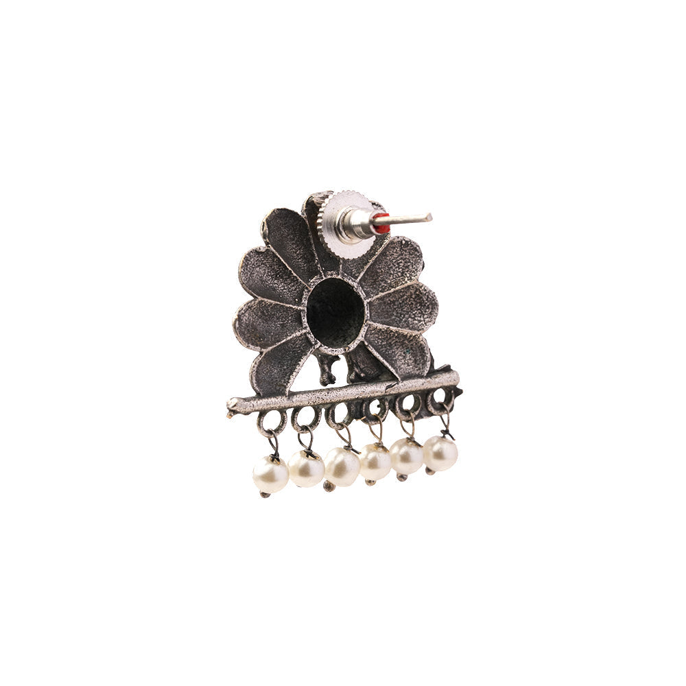 Mayurika- Silver Brass Pearl Stud Earring
