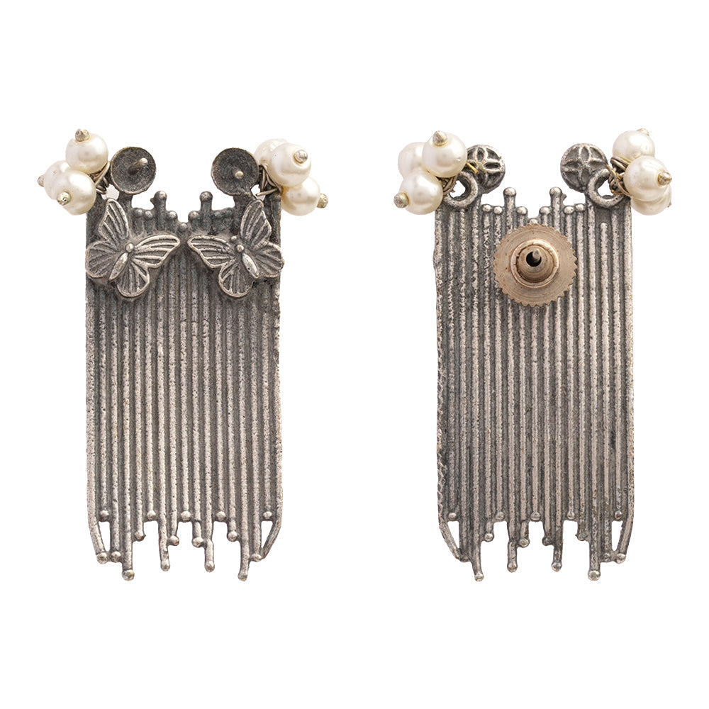 Vihangi- Silver Brass Oxidised Stud earrings