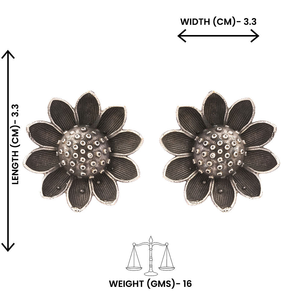 Suryamukhi- Silver Brass Oxidised stud earrings