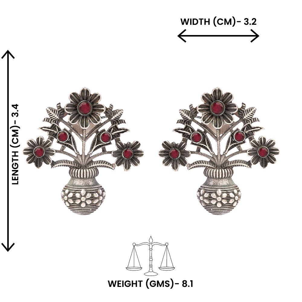 Phool- Silver Brass Oxidised stud earrings