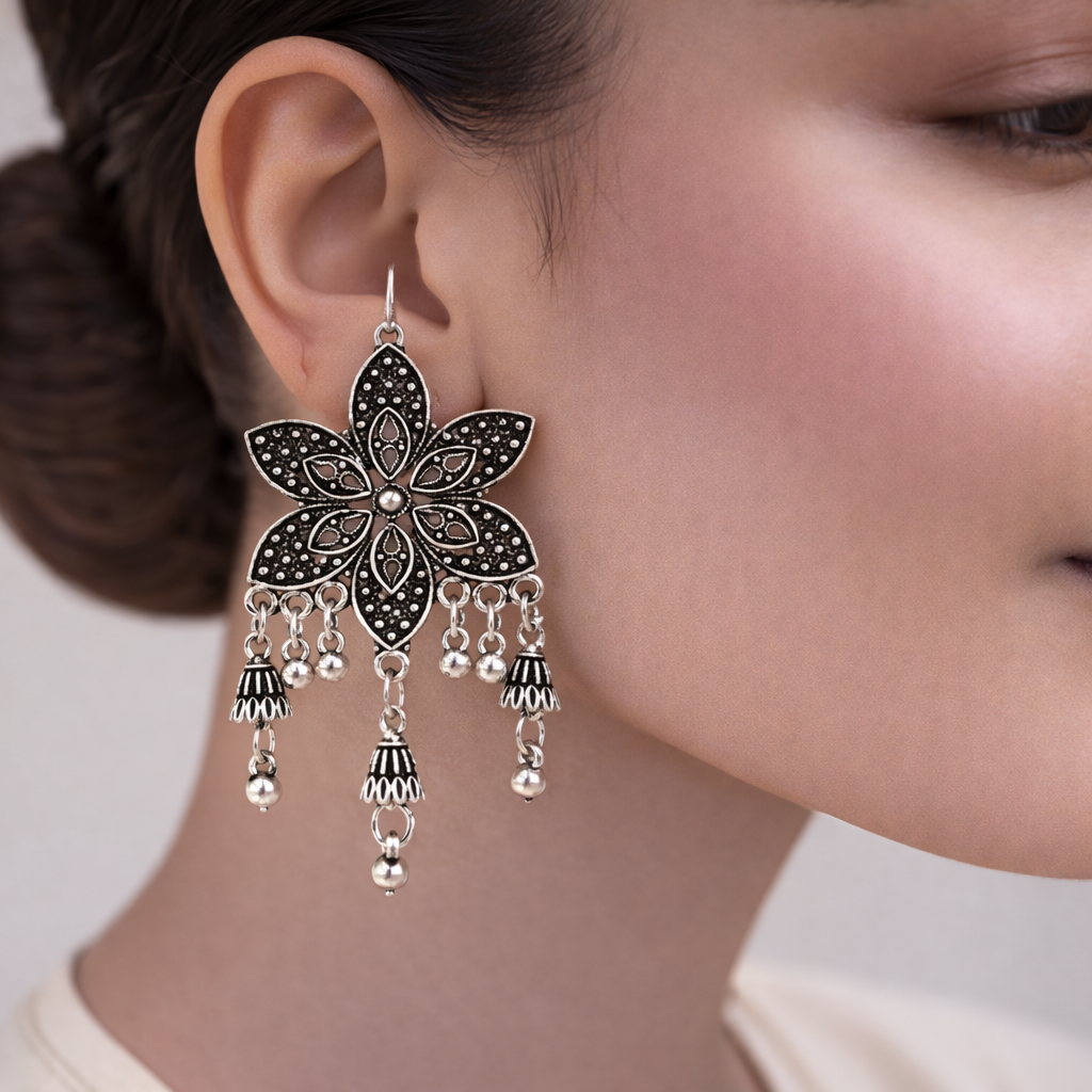 Gul- Silver Brass dangler earrings
