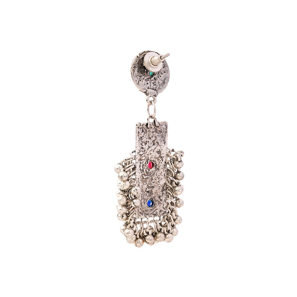 Meghra- Silver Brass ghunghroo dangler earrings