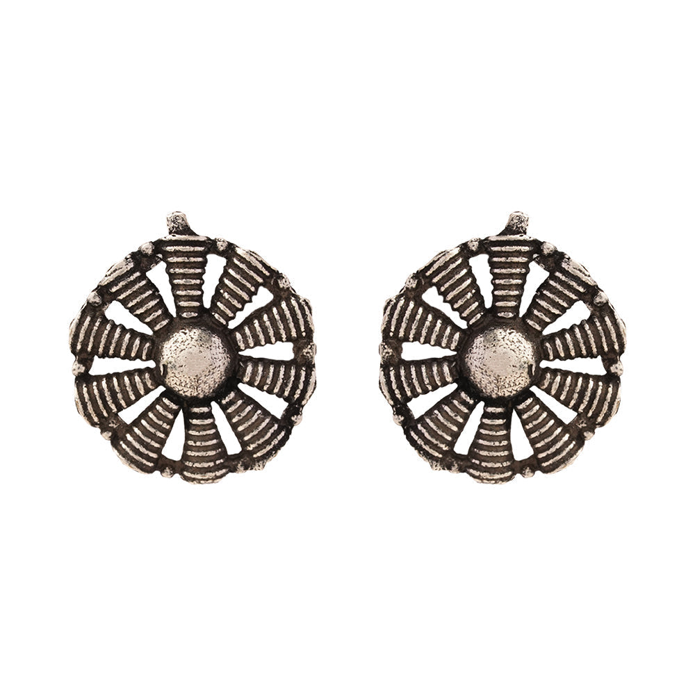 Sajawat- Combo of Silver Brass Oxidised stud Earrings