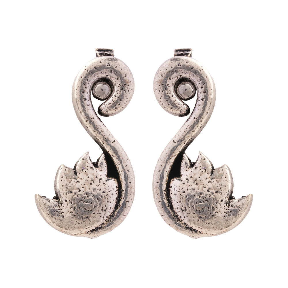 Do Anmol- Combo of Silver Brass Oxidised stud Earrings