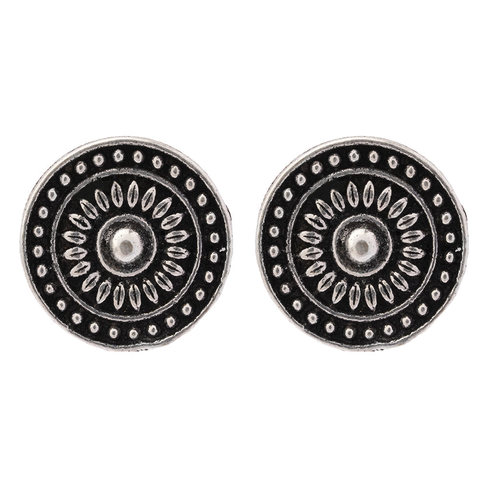 Mandala- Combo of Silver Brass Oxidised stud Earrings