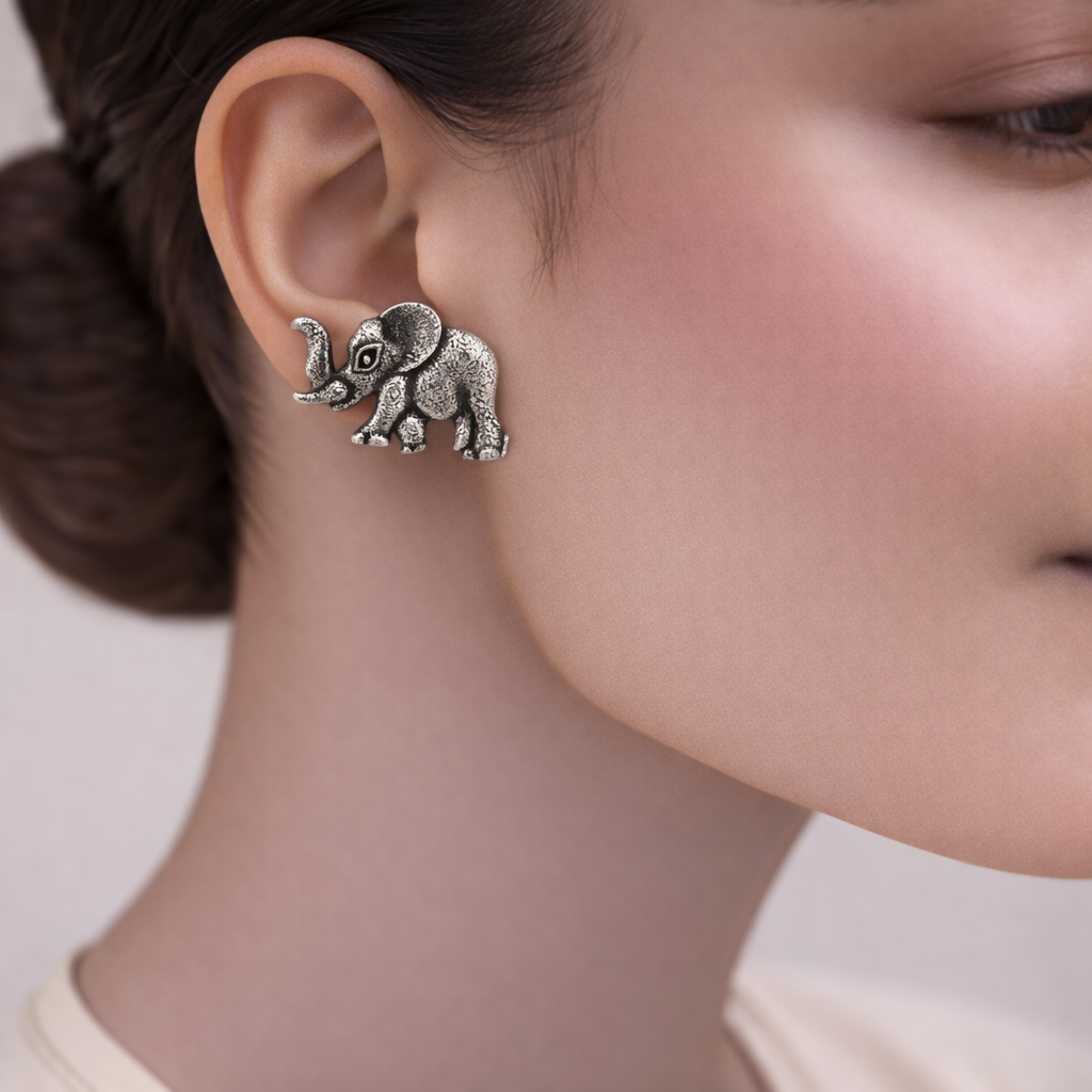 Kanika- Combo of Silver Brass Oxidised stud Earrings