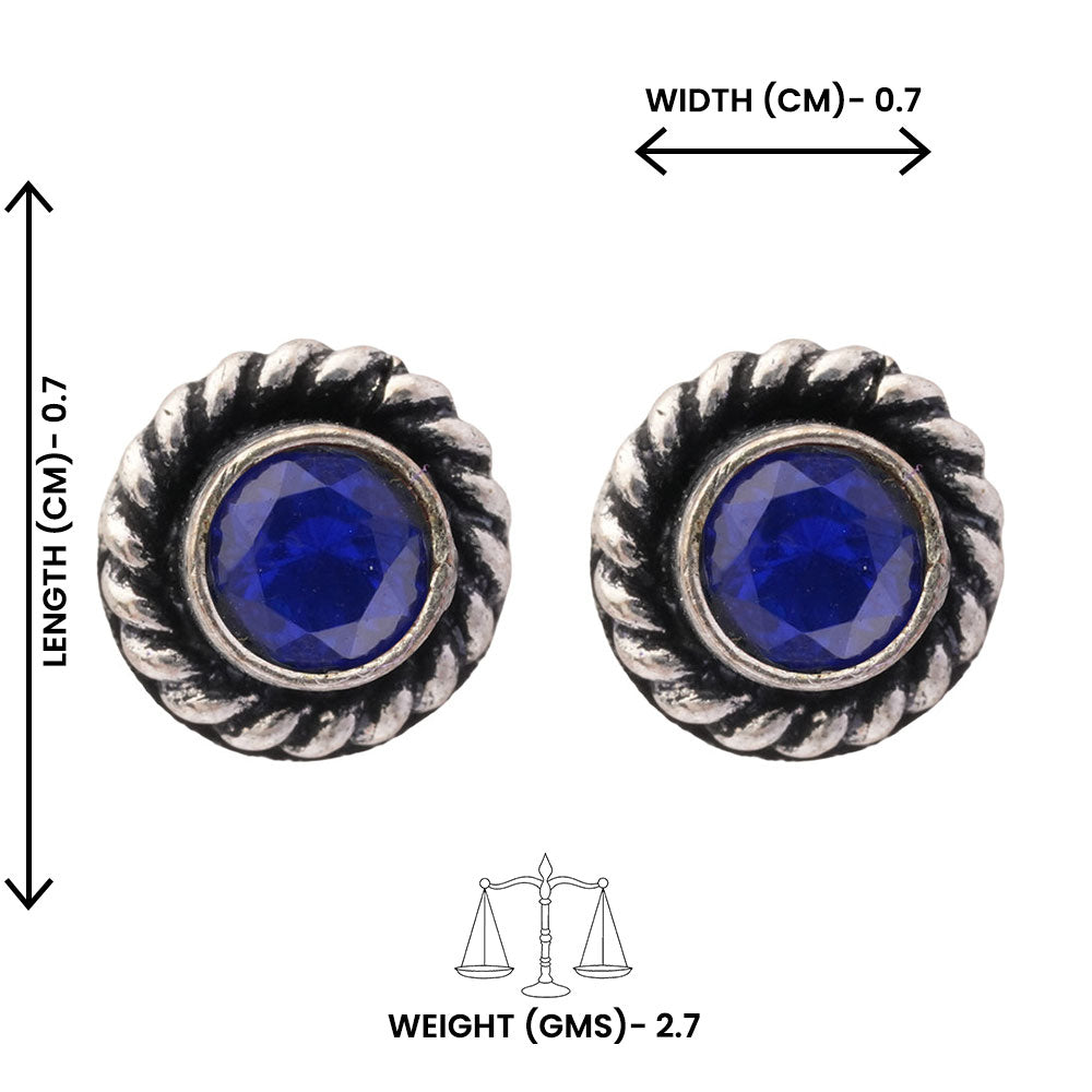Neelam- Combo of Silver Brass Oxidised stud Earrings