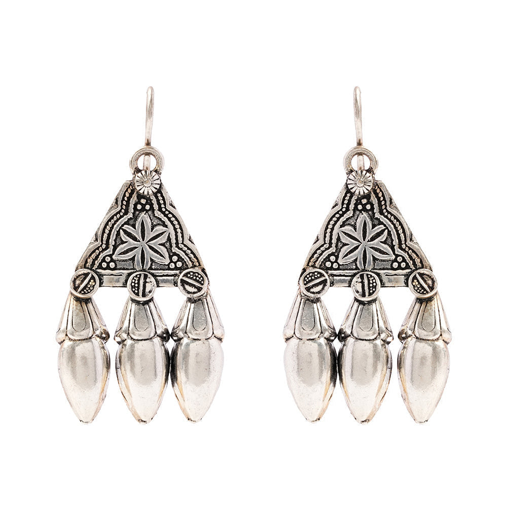 SitaaraJhal- Silver Brass Oxidised dangler earrings