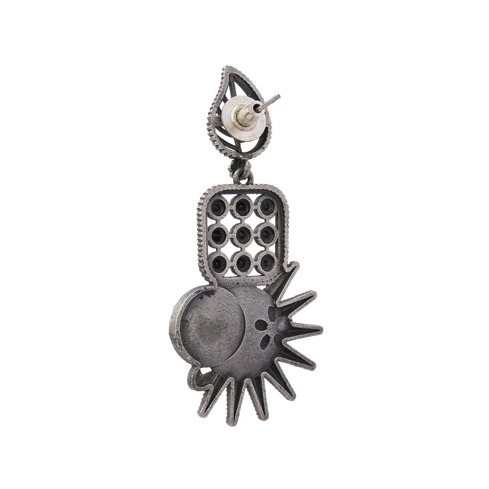 Pallavi – Silver Brass Oxidised Dangler Earrings ( black)