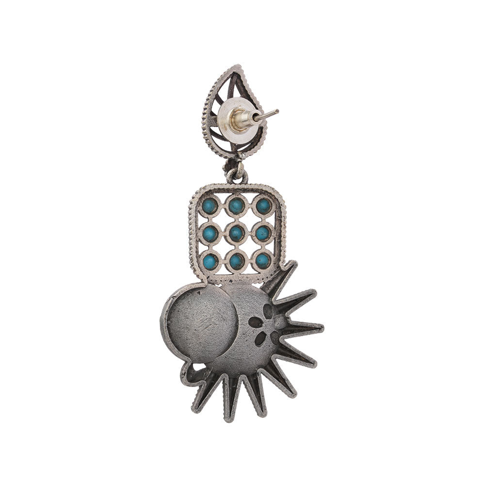 Pallavi – Silver Brass Oxidised Dangler Earrings (sky bkue)