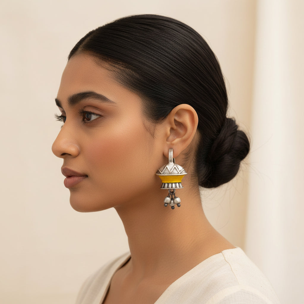 Shubhangi- Silver Oxidised Dangler Earrings