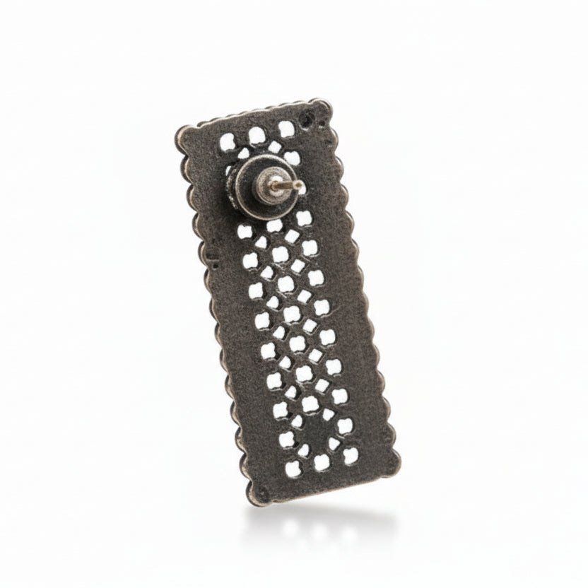 Vijaya- Silver Oxidised stud earrings