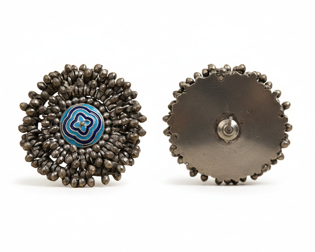 Urmila- Silver Stud Earrings(Sky Blue)