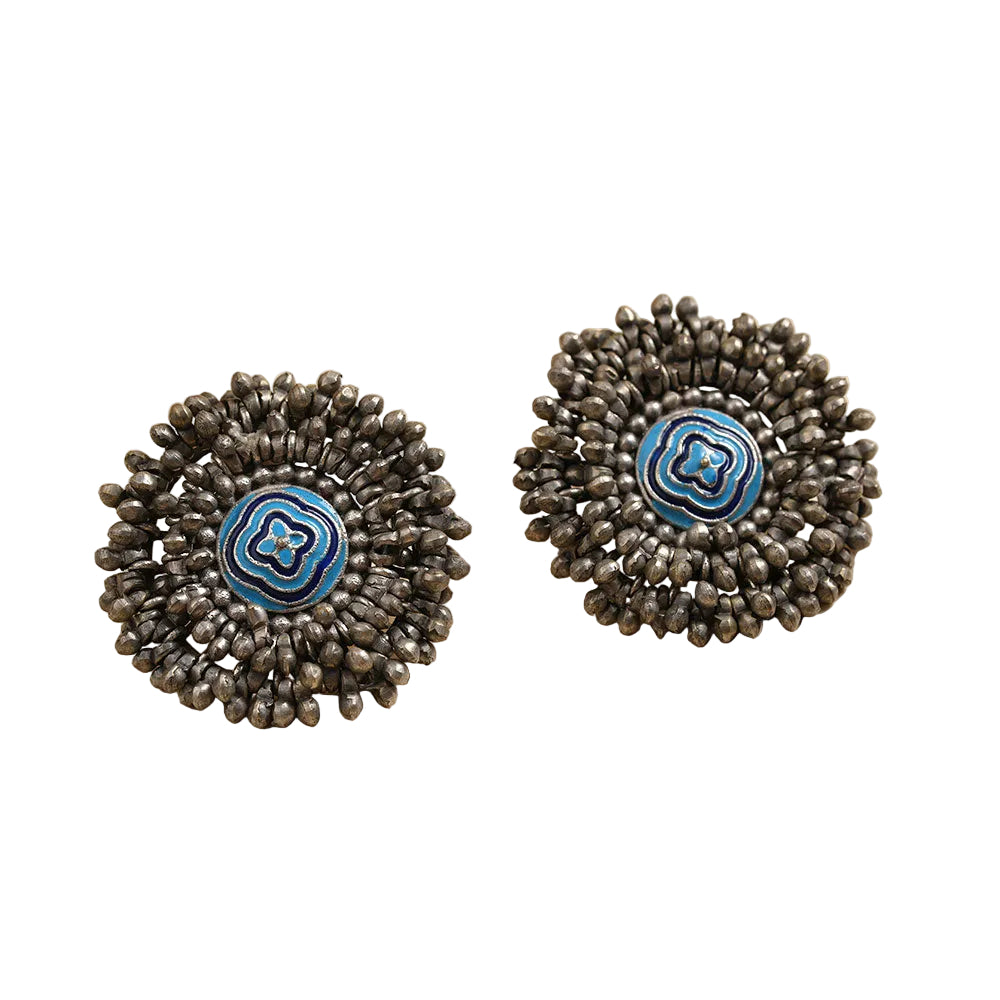 Urmila- Silver Stud Earrings(Sky Blue)