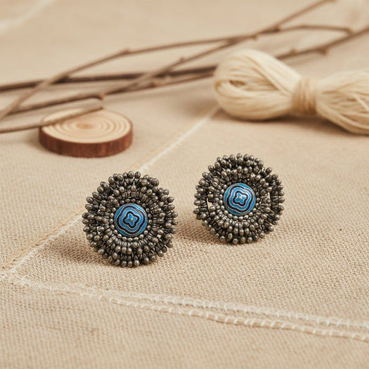 Urmila- Silver Stud Earrings(Sky Blue)