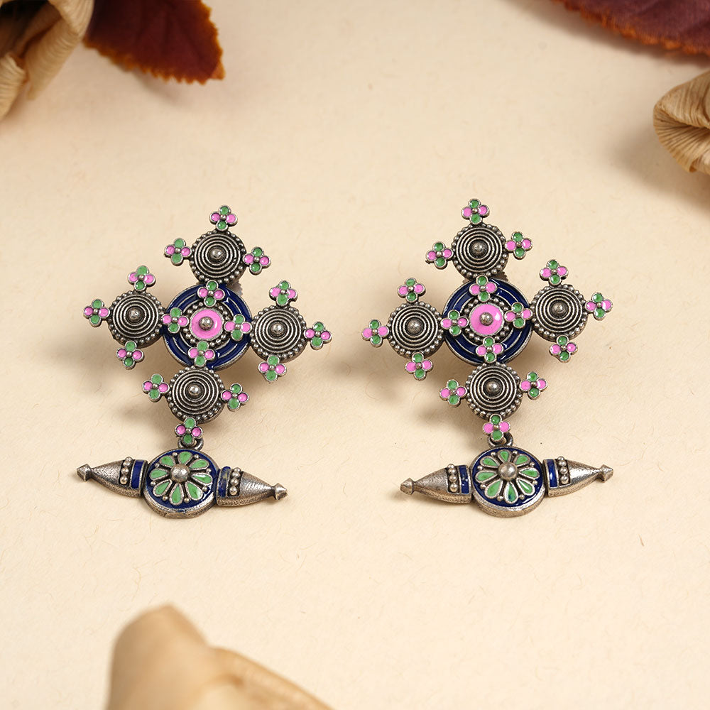 Vallabhi- Colored Dangler Earrings (Blue)