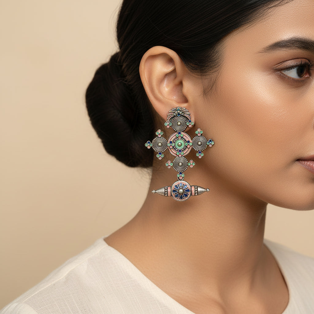 Vallabhi- Colored Dangler Earrings (Baby Pink)