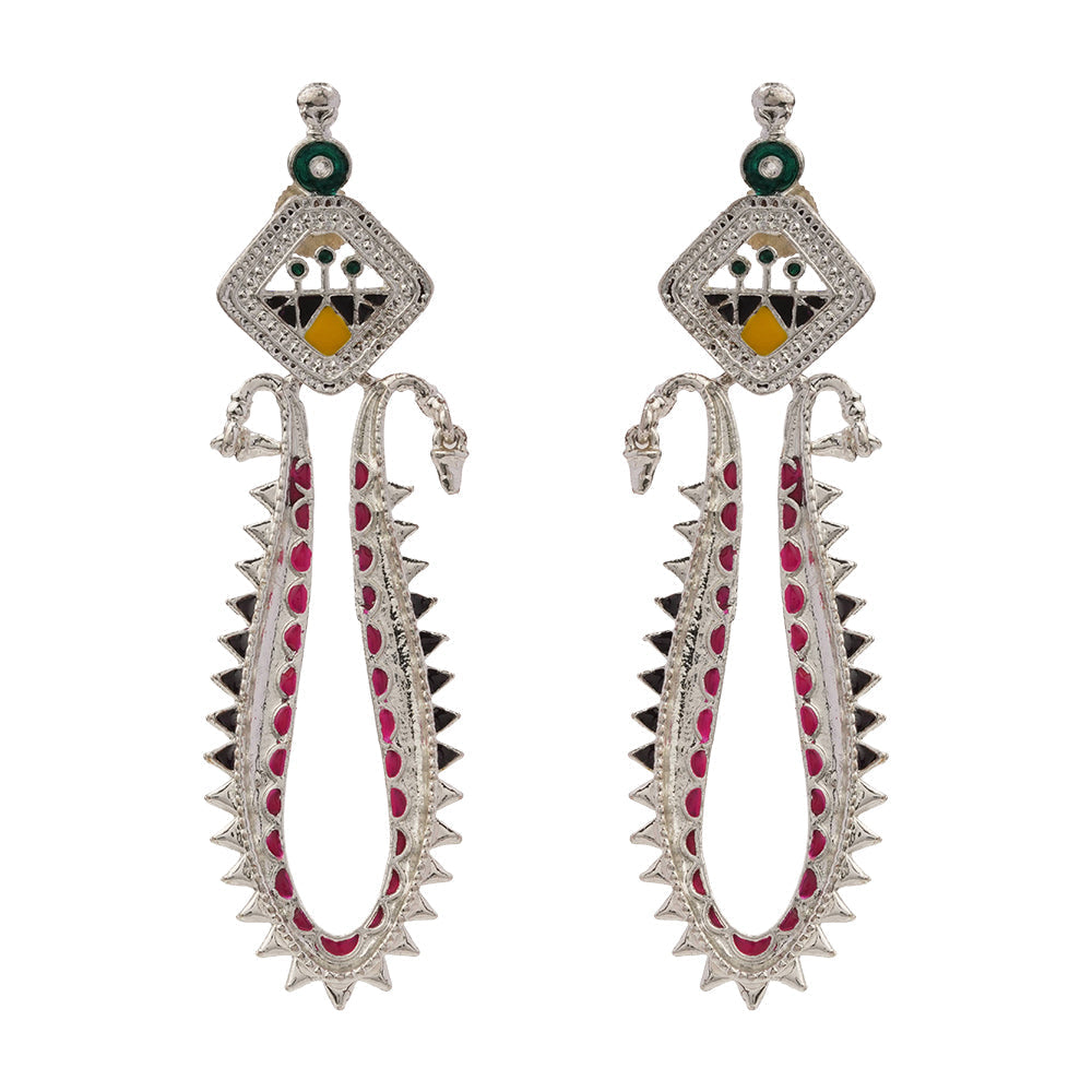 Lavanya - Silver Brass Oxidised Dangler Earrings