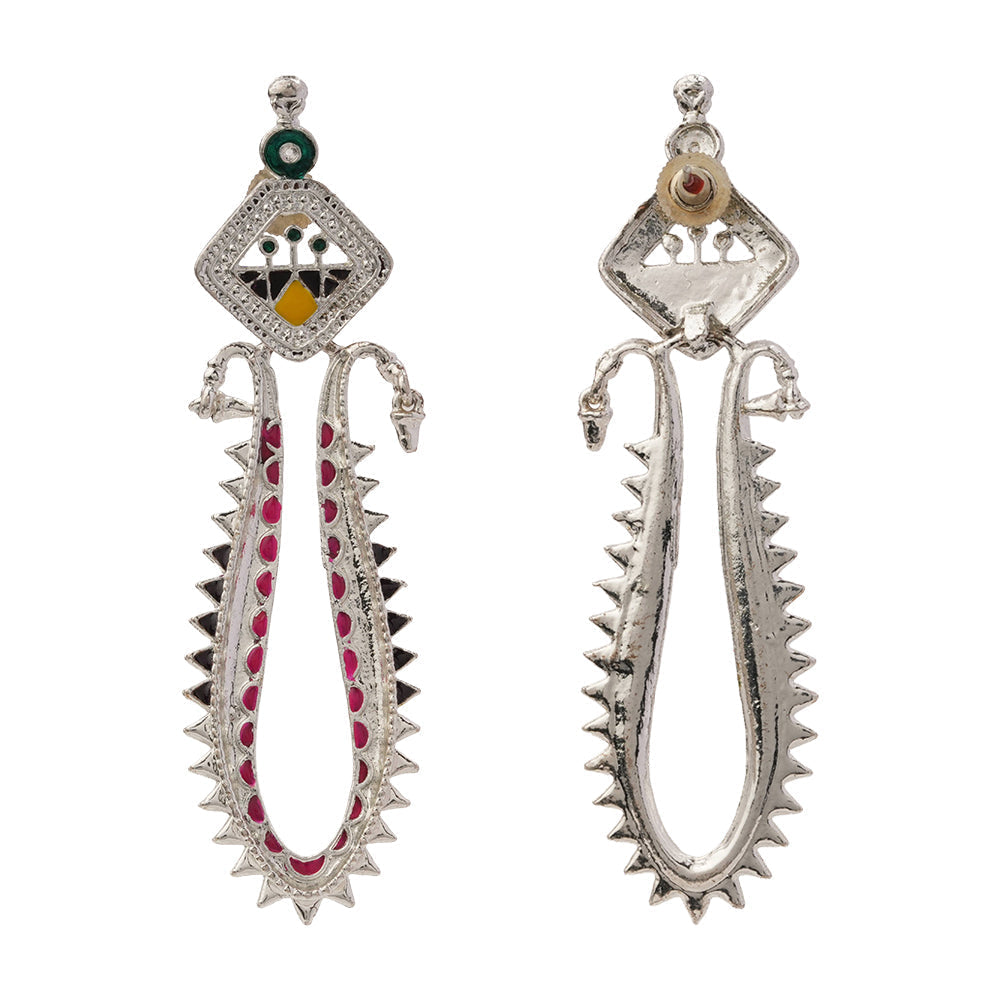 Lavanya - Silver Brass Oxidised Dangler Earrings