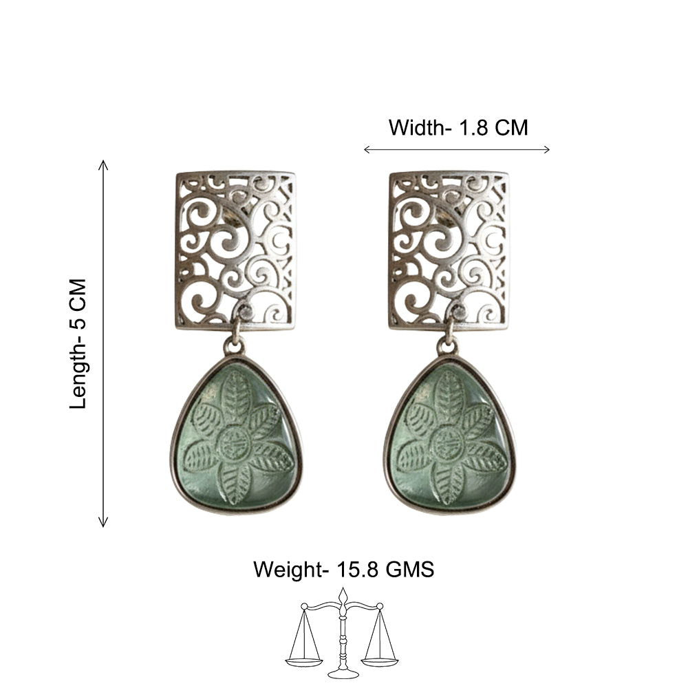 Kiyaa- Stone studded dangler earrings(Mint)