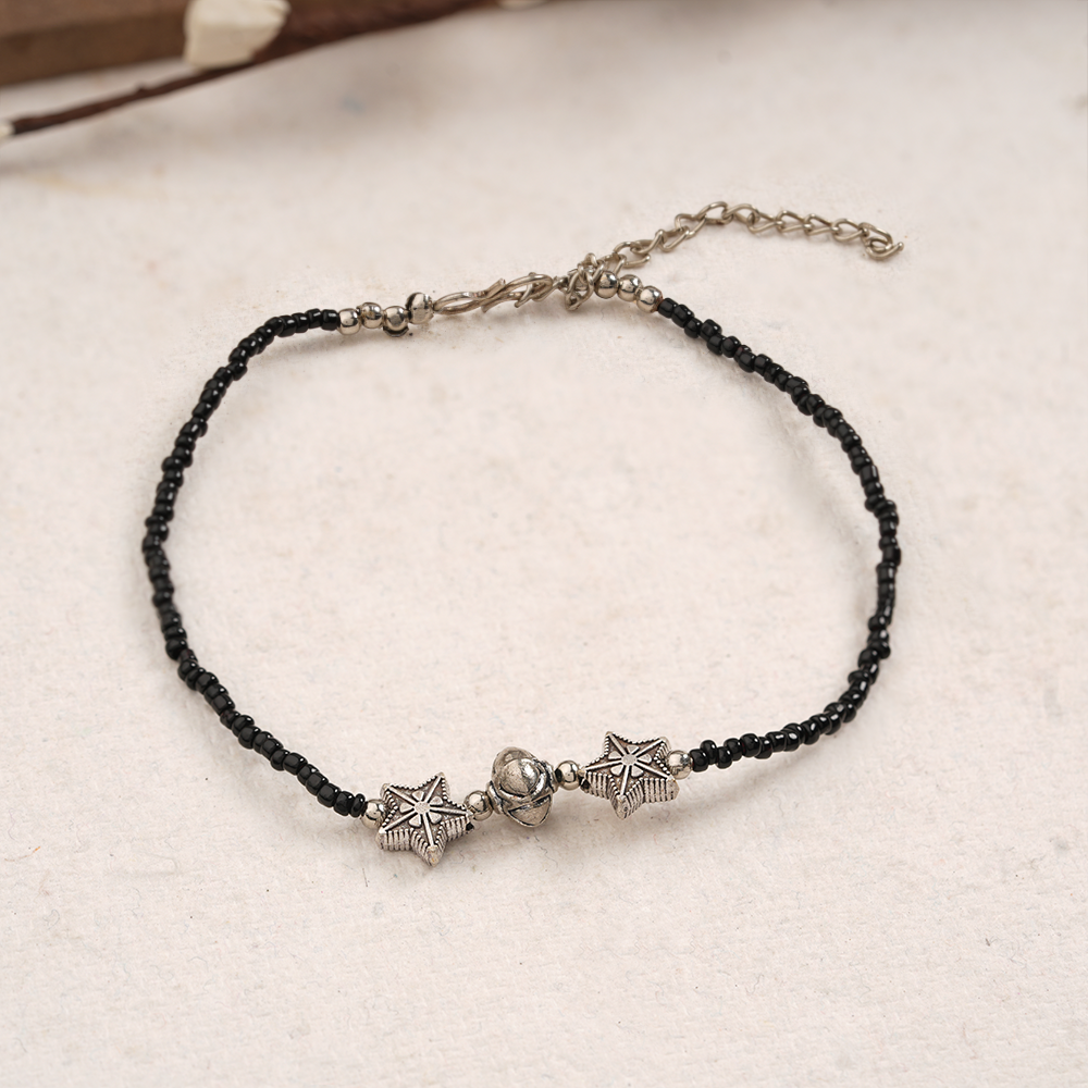 Jyotika- Oxidised beaded anklet