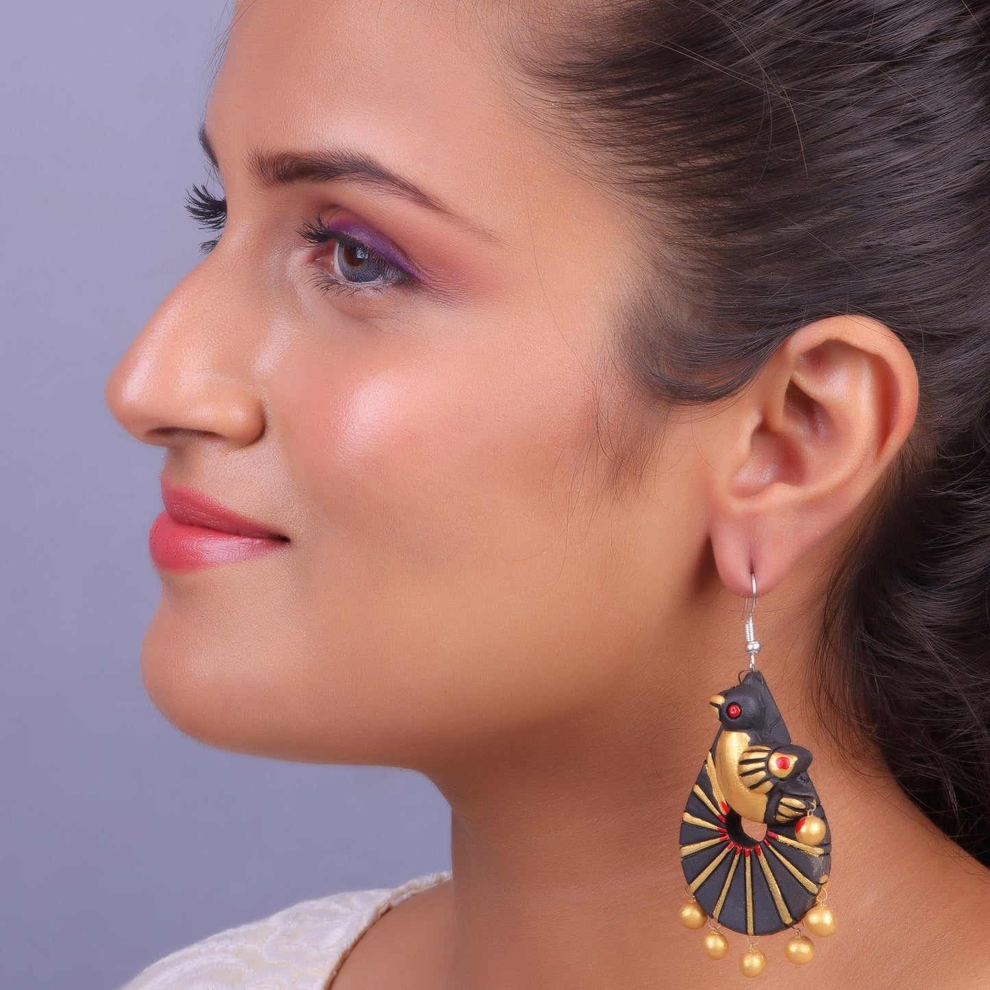 Vasundhue- Handcrafted Clay Dangler Earrings
