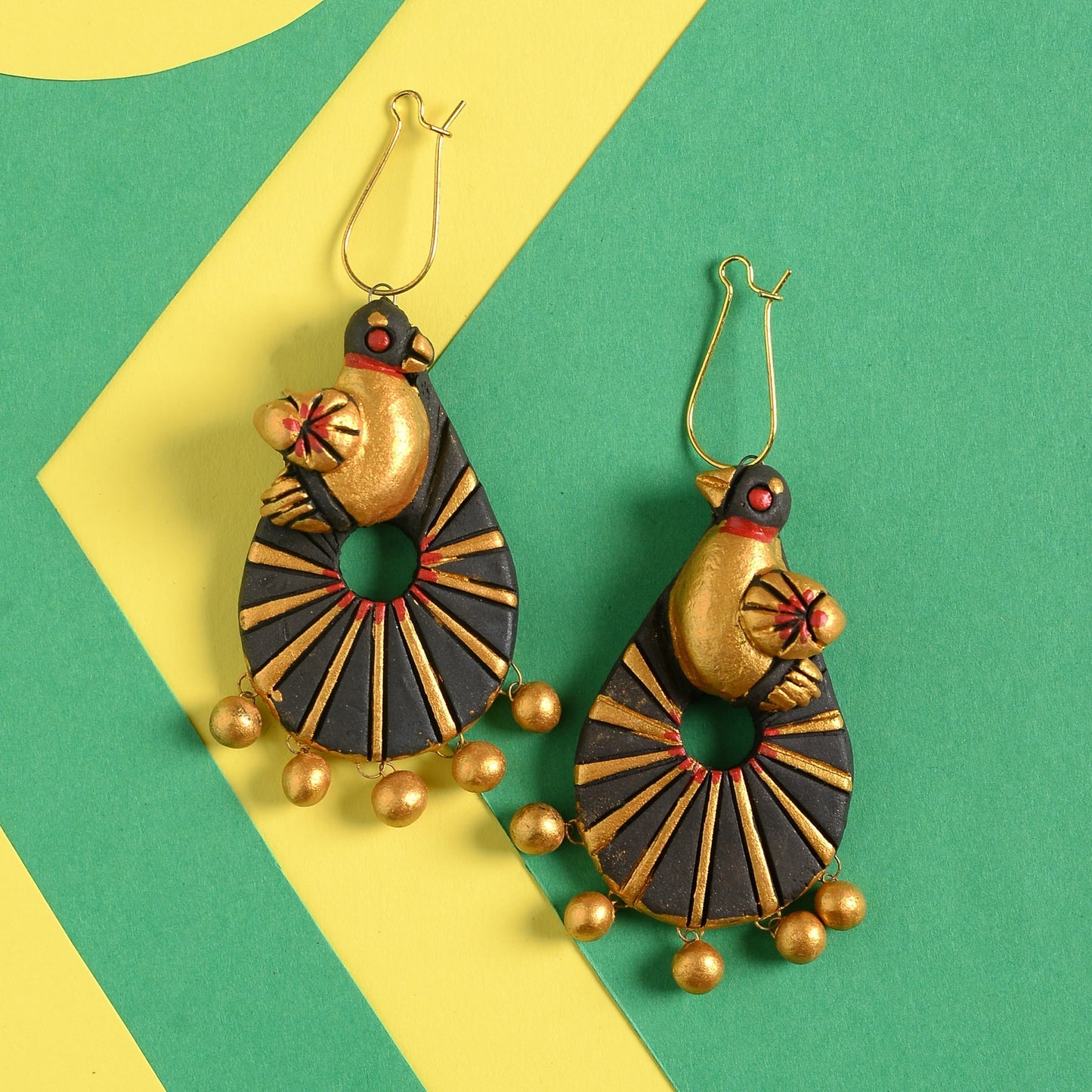 Vasundhue- Handcrafted Clay Dangler Earrings