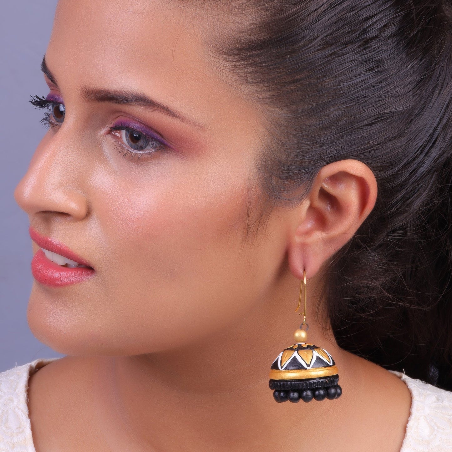 Dharanika- Handcrafted Clay Jhumki Earrings
