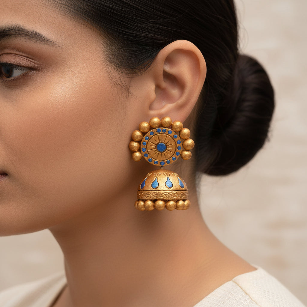 Suryara- Handcrafted Clay Jhumki Earrings
