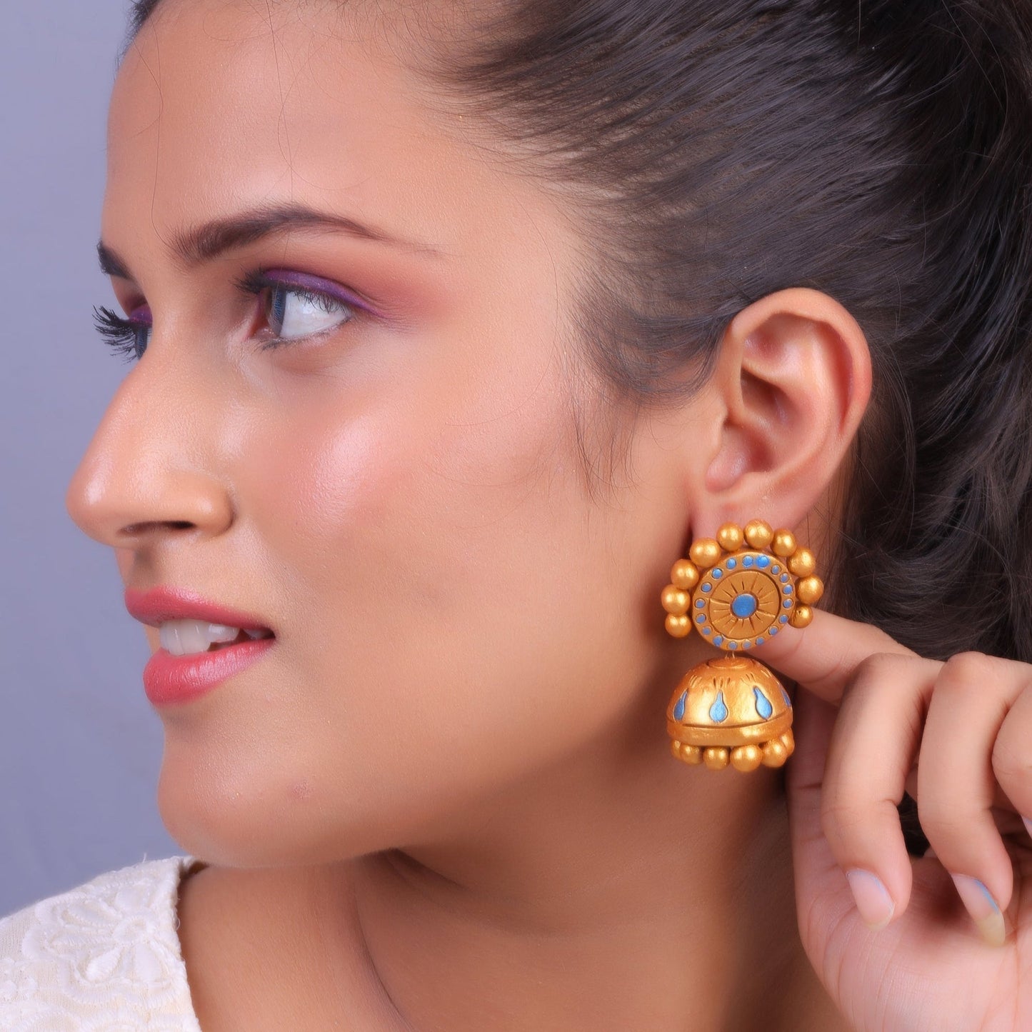Tapanika- Handcrafted Clay Jhumki Earrings