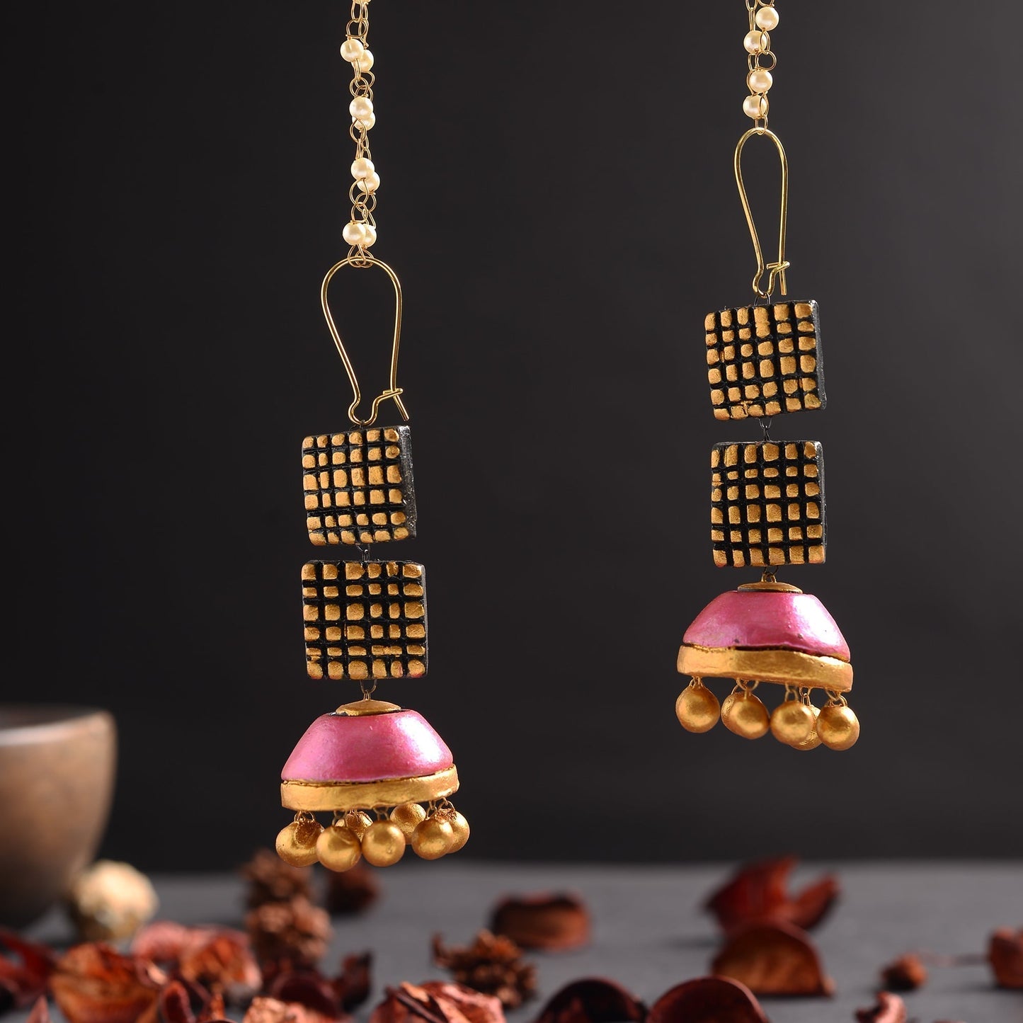 Rangraaz- Handcrafted Clay Jhumki Earrings